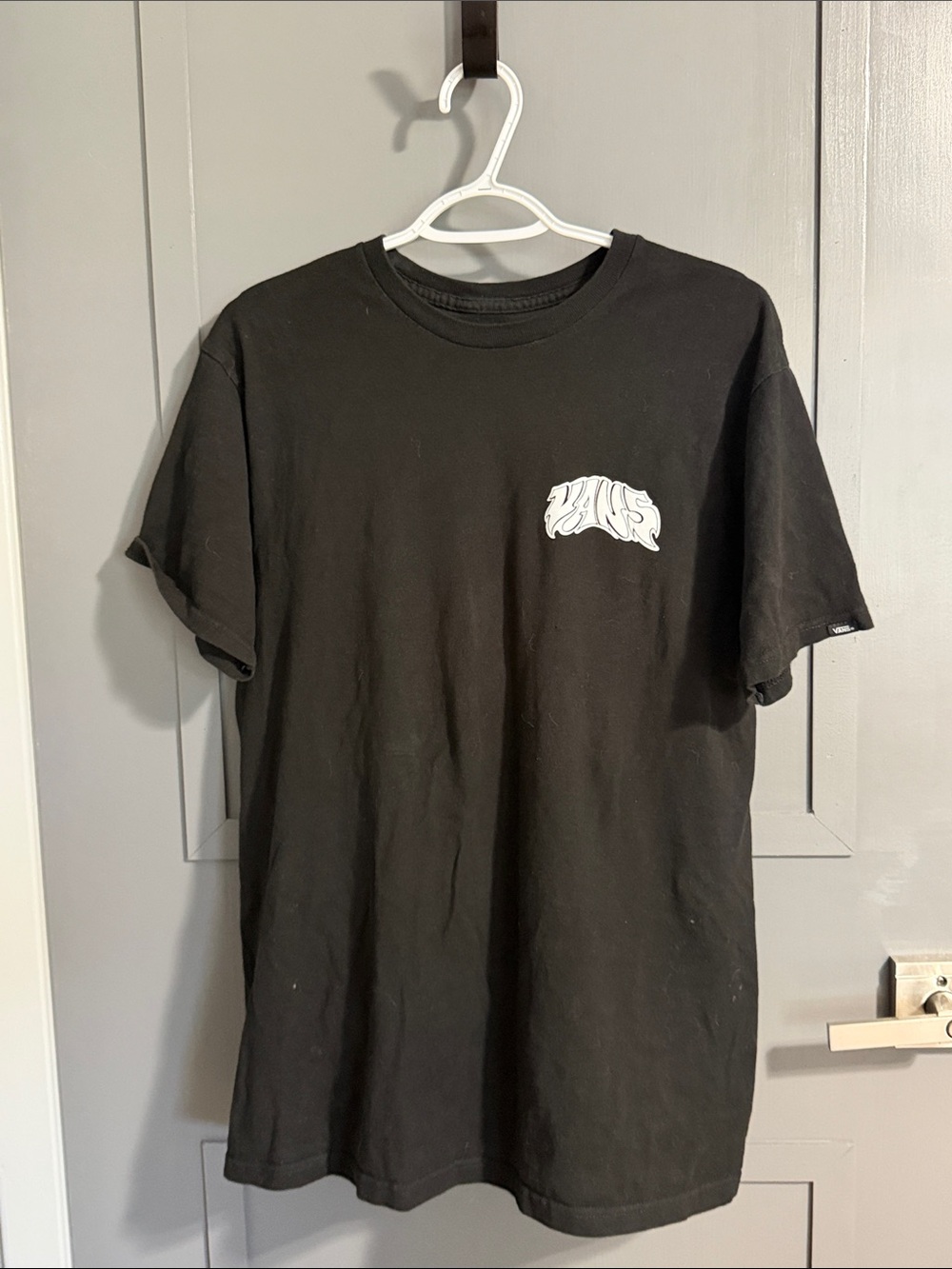 Vans Black Short Sleeve Tee with White Chest Graphic